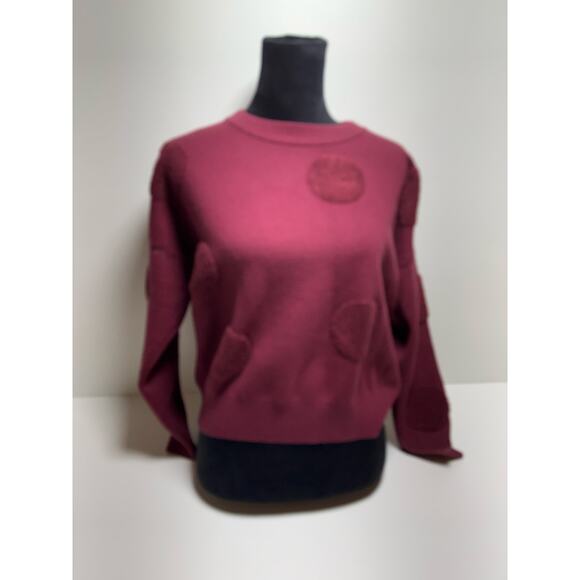 Tahari Sweater Burgundy Polka Dot Pullover Sweater Sz Large - Picture 1 of 11